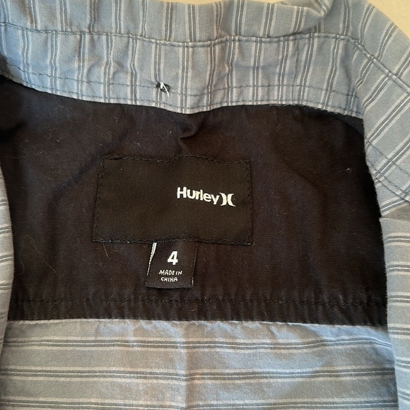 Hurley Little Boy Short Sleeve striped Woven Shirt Button up size 4 - Picture 3 of 4